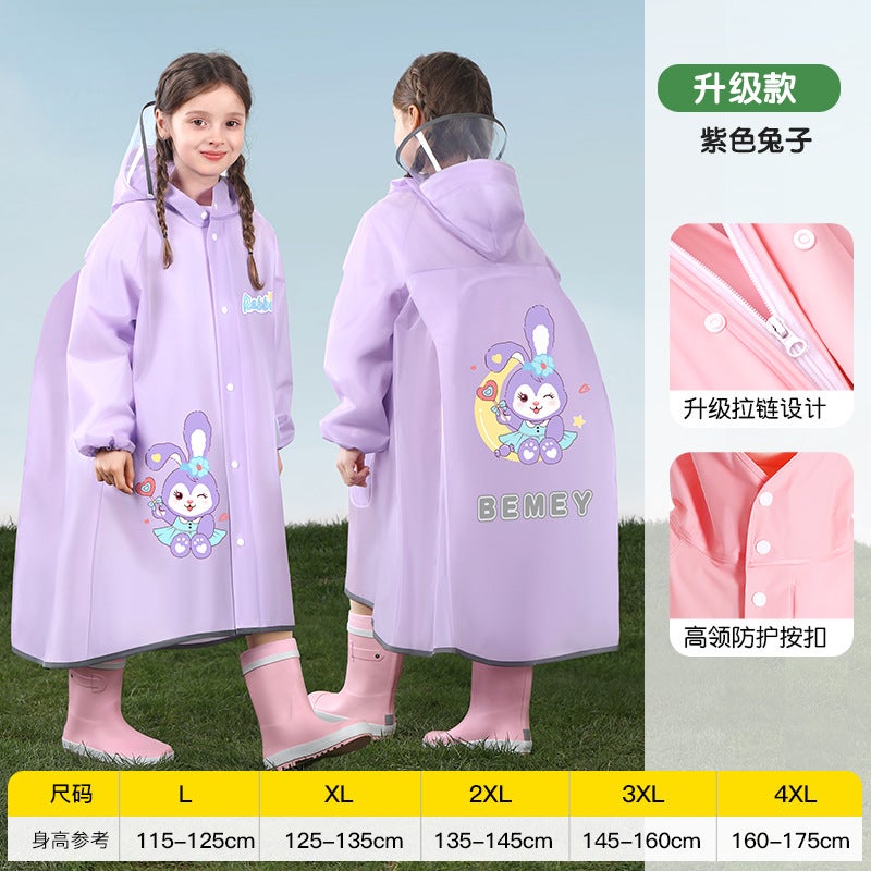 Bei Mei Eva High Neck Protective Pink Fox Purple Rabbit Blue Ott Superman Dinosaur Children'S Raincoat - Image 1